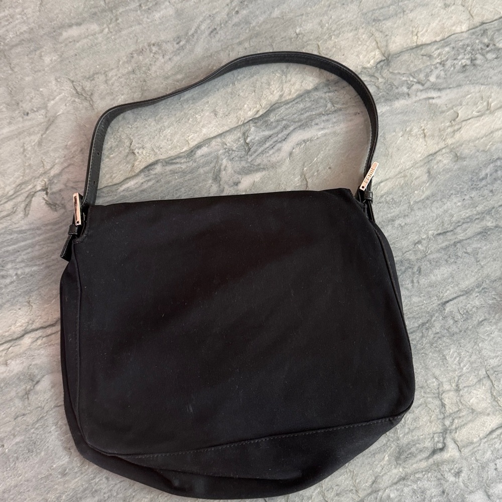 Vintage Fendi Black Nylon Shoulder Bag – FF Silver Buckle - Picture 4 of 4